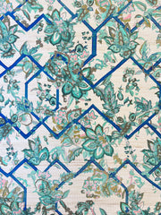Ice Emerald Rose Grasscloth Wallpaper – Creeping Trellis Collection | Metallic Wallcovering