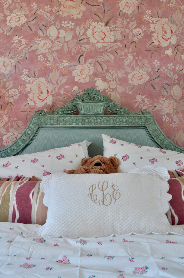 Blush Wallpaper | Peony, 27" Width, Half Drop, Sold by Yard