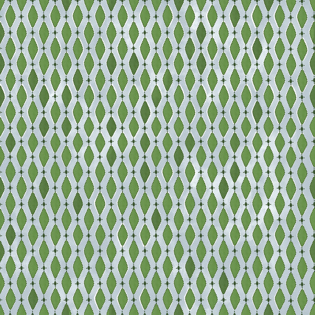 Blue & Grass Diamonds Fabric – Lightweight Oyster Linen, 54" Width