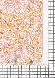 Orange - The Wild Field - Linen Cotton Nylon Blend Fabric - Premium Quality | Supply Showroom