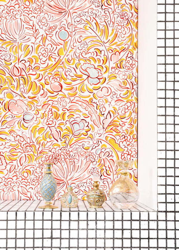 Orange - The Wild Field - Linen Cotton Nylon Blend Fabric - Premium Quality | Supply Showroom