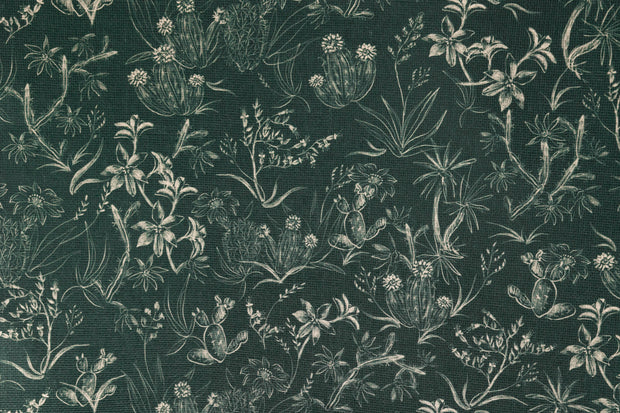 Deep Green Desert Rose Wallpaper – Luxury Linen String Wallcovering