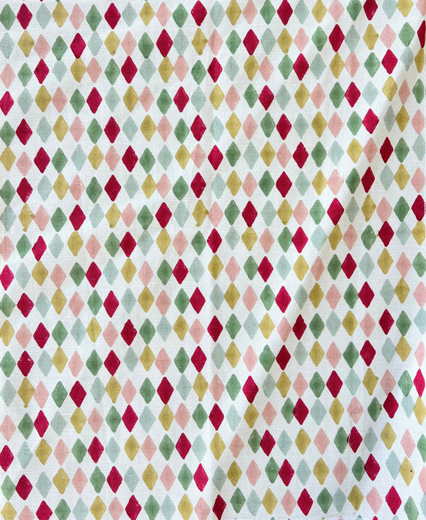 Multi-Color Carnival on Ivory Diamonds Fabric – Cotton-Linen | Supply Showroom