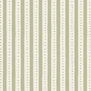 A close-up image of a wallpaper with a dotted and striped pattern in beige and green colors - Sage Wallpaper | Dotty Stripe, Eco Non Woven, 52cm Width, 10m Roll