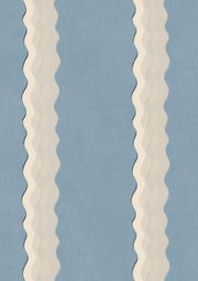 A section of double-striped fabric featuring a blue and beige color pattern.