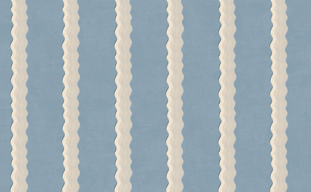 Sky Double Scroll Stripe Wallpaper – 70cm x 10m Roll | Coated Parchment