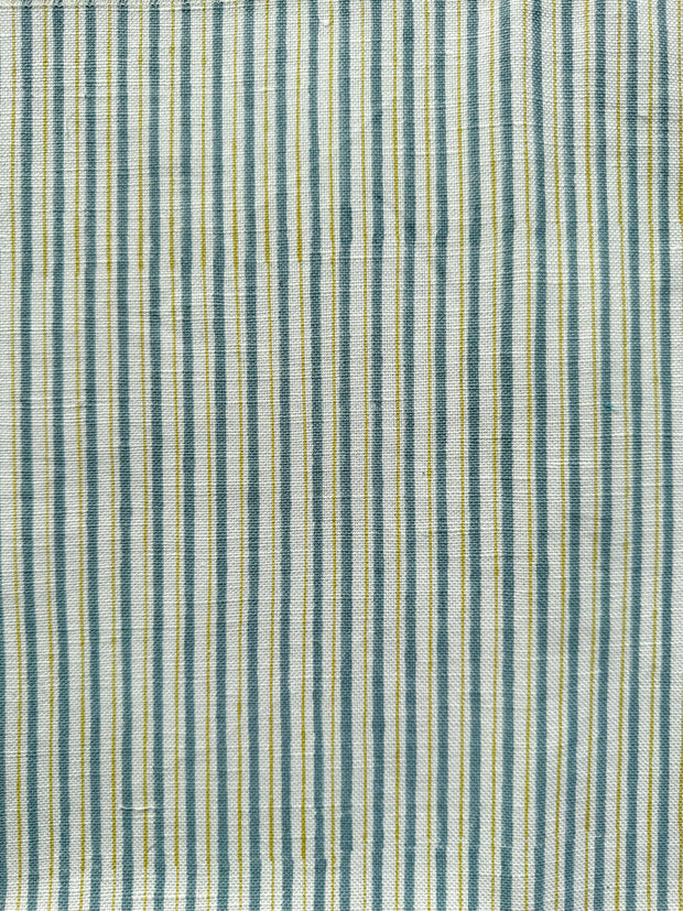 Denim Blue/Citron Fabric - Double Stripe | Linen-Cotton Blend | Supply Showroom