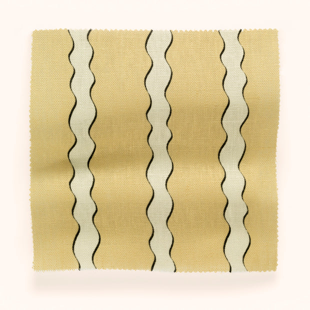 Butter Scroll Stripe Fabric – 100% Linen, 144cm Width