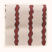 Scroll Stripe Crimson Fabric – 100% Linen, 144 cm Width