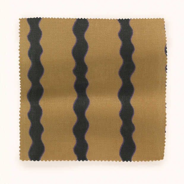 Scroll Stripe Tea Fabric – 100% Linen, 144cm Width