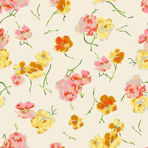 Shirley’s Room Wallpaper in Butter – Straight Match, Non-Woven