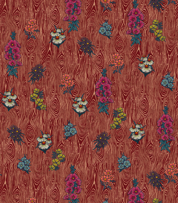 Ruby Flora Wallpaper – 54" Wide Clay Coated