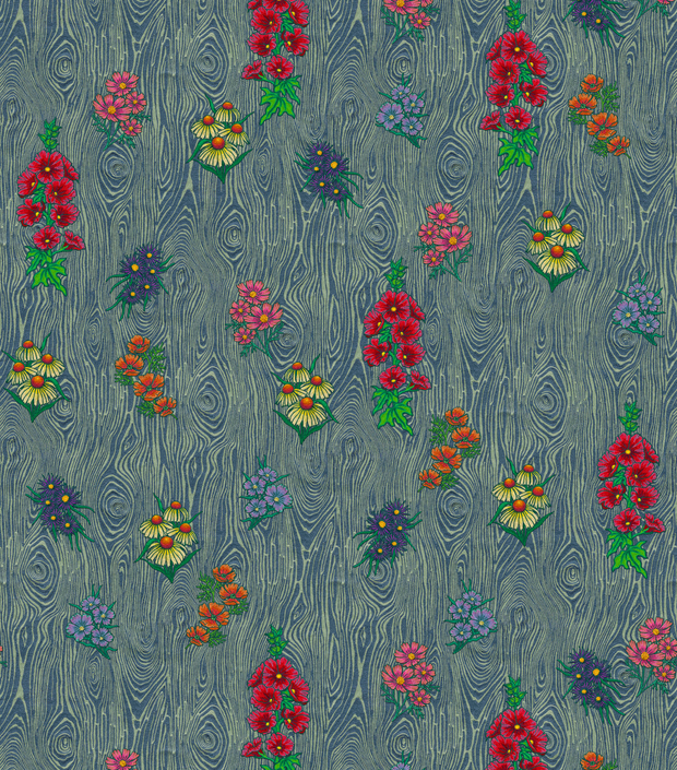 Skye Wallpaper – Flora Collection | Luxury Blue Designer Wallcovering by Yard