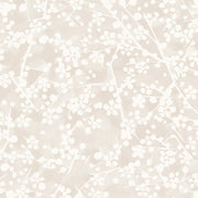 A yard of wallpaper with a beige background featuring a white floral pattern - Shadow – Sunlit Wallpaper | 28" Trimmed Width | Sold by the Yard