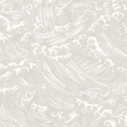 A yard of wallpaper with a silver color featuring a white, ocean wave pattern - Silver – Tempest Wallpaper | 28" Trimmed Width | Half-Drop Match