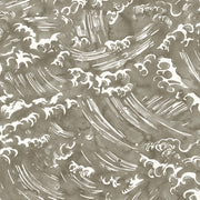 A yard of wallpaper with a brown and white stormy ocean wave pattern - Storm – Tempest Wallpaper | 28" Trimmed | 36" Repeat | Half-Drop Match