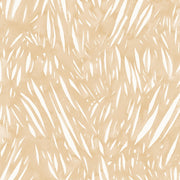 A yard of wallpaper with a geometric pattern featuring abstract, grass-like shapes in white on a yellow background -Ko Wallpaper – Windswept Design, Half-Drop Match, Sold by Yard