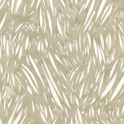 A close-up view of a textured wallpaper with a abstract leaf-like pattern in beige and white tones - Kusa Wallpaper – Windswept Series, Half-Drop Match, Sold by Yard