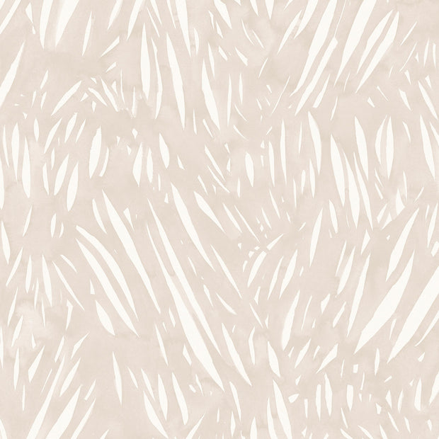 A yard of Windswept wallpaper with a beige and white abstract pattern - Suskui Wallpaper – Windswept Design, Half-Drop Match, Sold by Yard