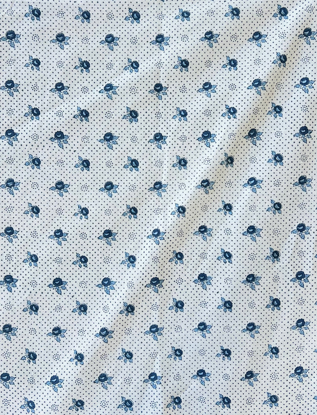Indigo on Ivory Floral Spot Fabric – Cotton-Linen | Supply Showroom