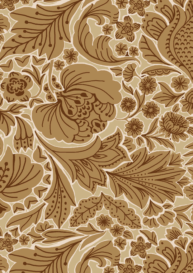 Tea Folk Floral Wallpaper – 70cm x 10m Roll | Coated Parchment