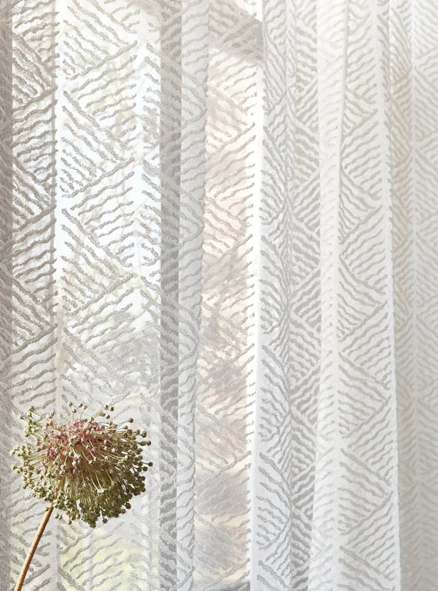 Ivory Fabric - Leni Stripe Sheer | Sheer Cotton Madras | Supply Showroom