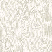 A close-up view of a beige and white geometric patterned wallpaper - Tan Lines Garden Party Wallpaper – 9' & 12' Panels, Clay Coated