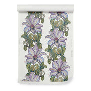 White Gratis Clematis Wallpaper – 27" Wide, Sold by Yard