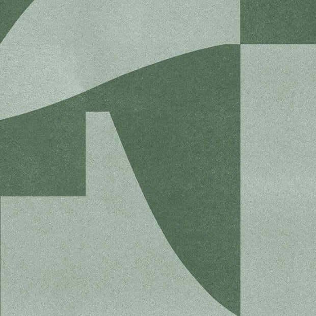 A section of wallpaper with a geometric pattern in shades of green - Spearmint - Folds Wallpaper - Non-Woven Fiber, Straight Match | Supply Showroom