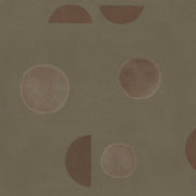 A section of wallpaper with a geometric pattern featuring circles in various shades of brown - Winter Moon - Lunar Phase Wallpaper - Non-Woven Fiber, Straight Match | Supply Showroom
