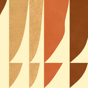 A section of wallpaper with a geometric pattern in brown, tan, orange, and yellow colors - One Colorway - Waves Wallpaper - Non-Woven Fiber, Straight Match | Supply Showroom
