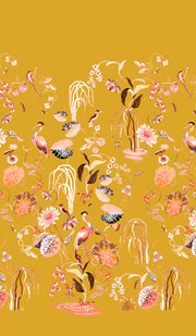 Heron Garden Wallpaper in Ochre & Coral | Sarah Gordon Design