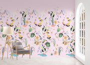 Heron Garden Wallpaper in Shell Pink | Sarah Gordon Design
