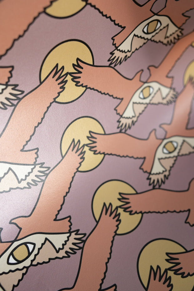 The Birds and Seas Hazy Lilac Wallpaper – Luxury Pearlescent Décor