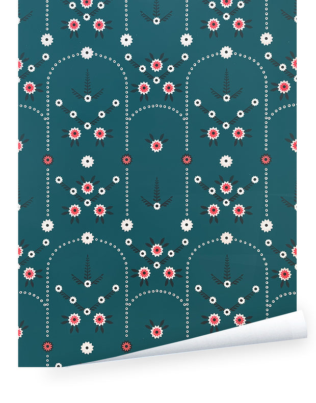 Holkham Green Digby Wallpaper – 27" Wide Roll, Straight Match Design