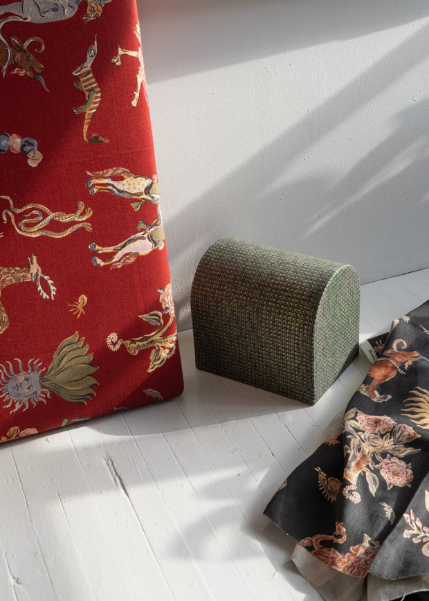 Crimson - Bestiary Fabric - Cotton Linen Half Drop Print | Supply Showroom
