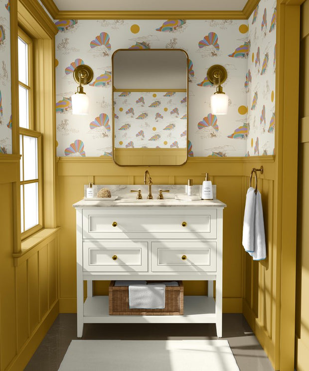 Ivory Cosmic Cowboy Wallpaper – Clay Coated Western Wallcovering by Yard