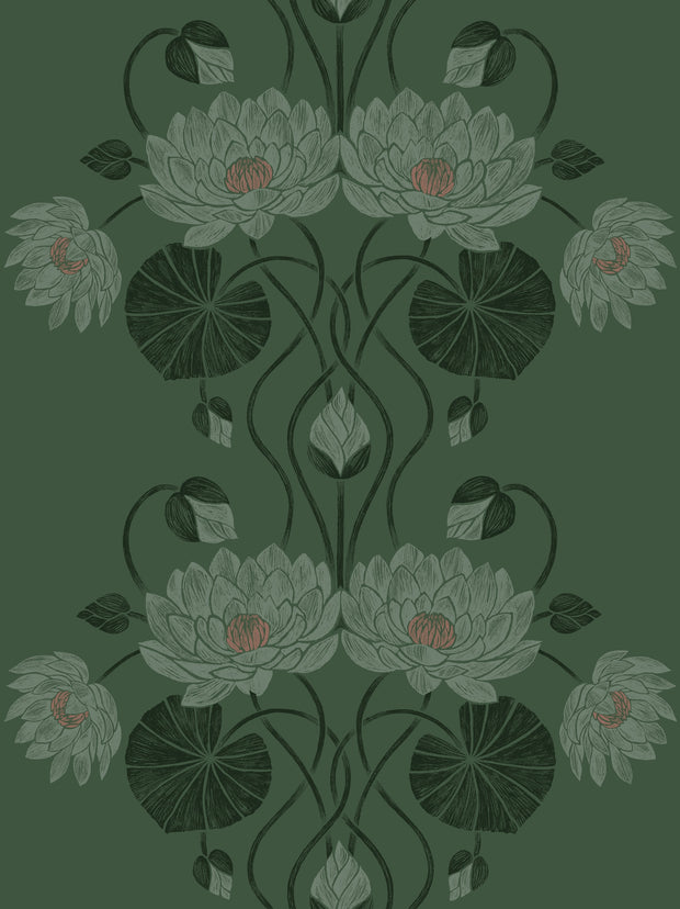 Kale – Water Lily Wallpaper | Fineweave | 34" Trimmed | Sold by Yard