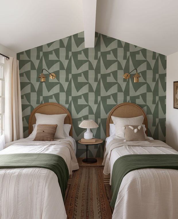 Spearmint - Folds Wallpaper - Non-Woven Fiber, Straight Match | Supply Showroom
