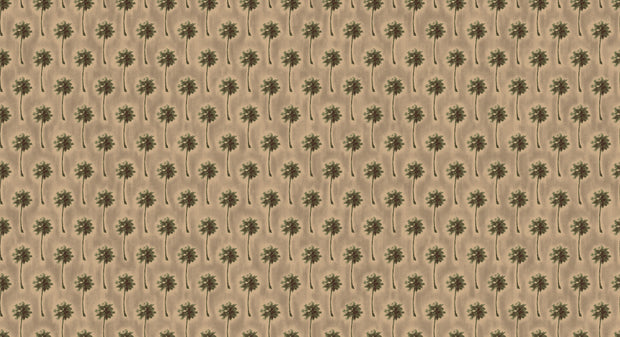 Repeating pattern of palm trees on a khaki background wallpaper. Khaki Wallpaper – Palms | 27" Non-Woven Fiber, By Yard