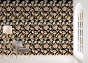 Ink Black & Rattan Wallpaper – Lily Pad | 27" Clay-Coated Roll