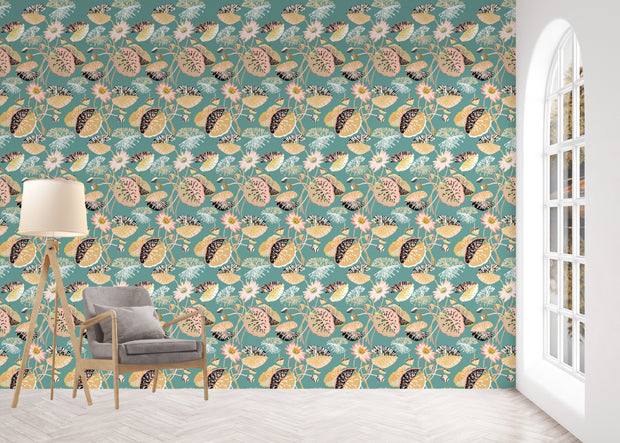 Sarah Gordon Lotus Vine in Jade & Rattan - WP