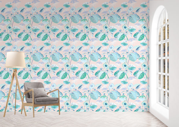 Sarah Gordon Lotus Vine in Pink Tint & Aqua - WP