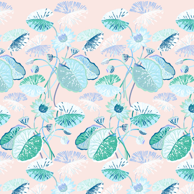Sarah Gordon Lotus Vine in Pink Tint & Aqua - WP