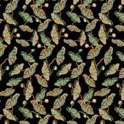 Ink Black & Coral Wallpaper – Lotus Vine | 27" Clay-Coated Roll