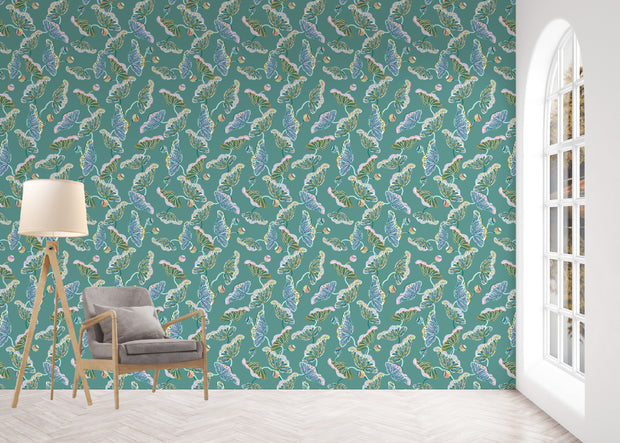 Sarah Gordon Lotus Vine Wallpaper – Jade & Lilac