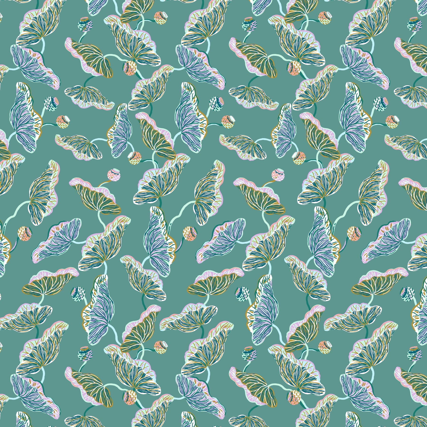 Sarah Gordon Lotus Vine Wallpaper – Jade \u0026 Lilac – SUPPLY Showroom, image size:1800x1800