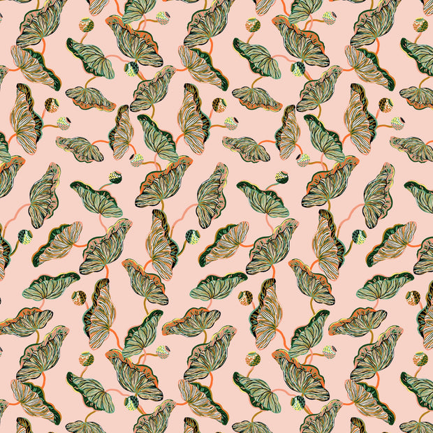 Sarah Gordon Lotus Vine in Pink Clay & Verdant Green - WP