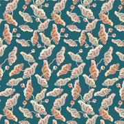 Teal & Coral Wallpaper – Lotus Vine | 27.5" Clay Coated Roll