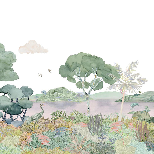 Pink on White - Laguna Wallpaper | Modern Wall Mural